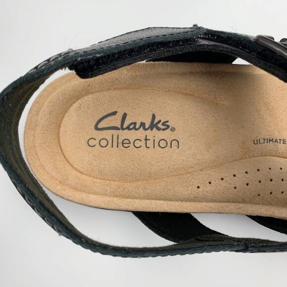 Clarks Brynn Step Sandals Black Leather Adjustable Comfort Women's 8 - Picture 5 of 10